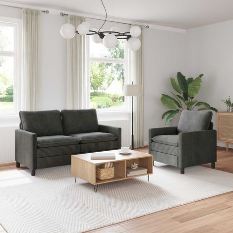 vidaXL Sofa Set 2 pcs Anthrazit Polyester (1/5)
