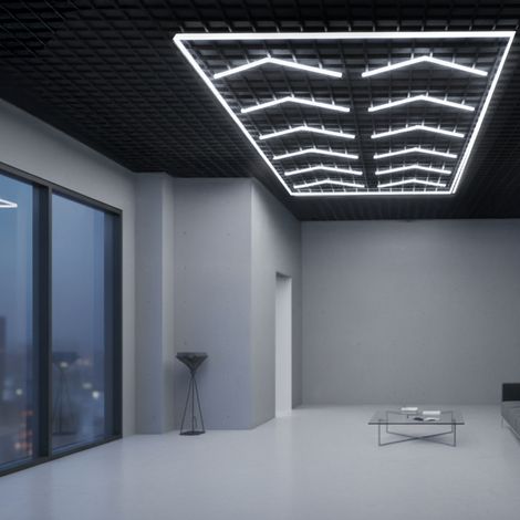 IluminaShop - Regleta LED Hexagonal Doble Angulo 380W IP30  Blanco Frio 6000K (1/3)