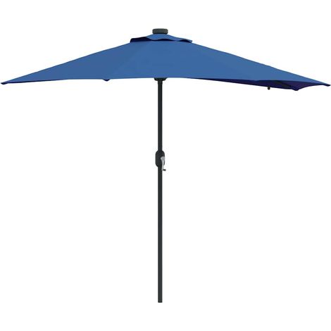 Ombrellone da giardino pieghevole moderno 294 x 150 x 223 cm con luci a LED stile sala da pranzo poliestere azzurro 020058665
