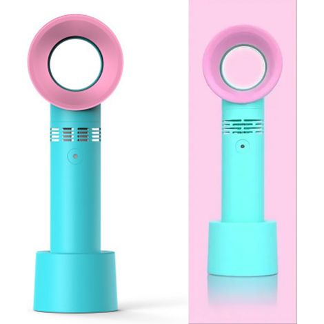 Ventilador portátil sin aspas con 3 velocidades, batería de 2000 mAh y soporte para niños y estudiantes, color verde, ABS, PC, metal, aprox. 160 g, 68 x 215 x 58 mm (1/5)