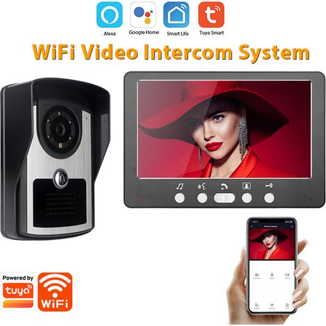 Videocitofono intelligente WiFi con telecamera e interfono - Schermo LCD da 7 pollici - Disattivazione remota tramite app TUYA (1/3)