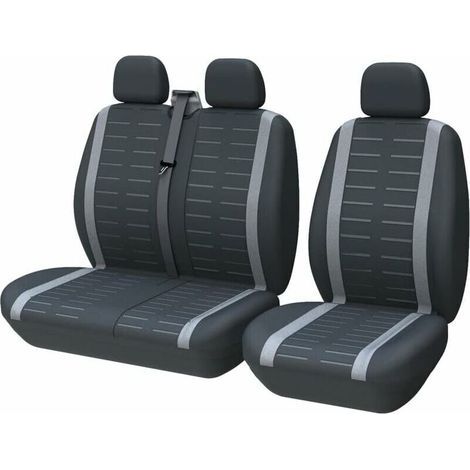 Housse Siege Voiture Couvre Universal Fit La Plupart des Camions Camionnette Bus Siège Avant 1 + 2 (3 Places) Housses de Sieges Universelles Housse Couverture Jeu Complet en Tissu Lavable Gris (1/5)