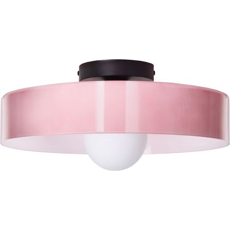 Lampada da soffitto in vetro con paralume rotondo, rosa, Luguse