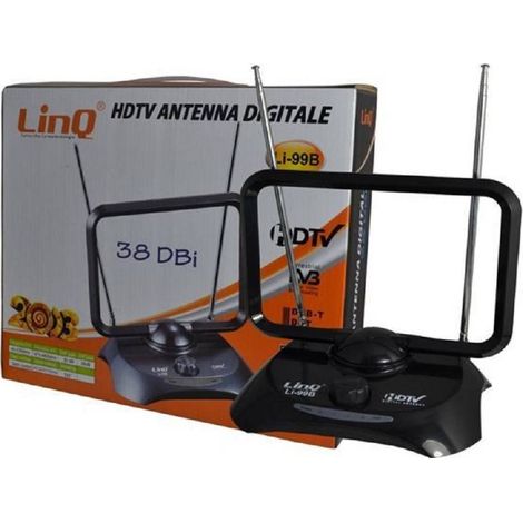 Trade Shop - Antenna Digitale Tv Dvb-t Amplificata 38dbi Full Hd Vhf Uhf Portatile Auto Li-99b - (1/3)