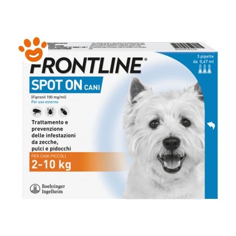 Frontline Spot On 2-10 Kg - Antiparassitario per Cani Piccoli - Frontline Spot On 2-10 Kg - Antiparassitario per Cani Piccoli - Confezione Da 3 Pipette