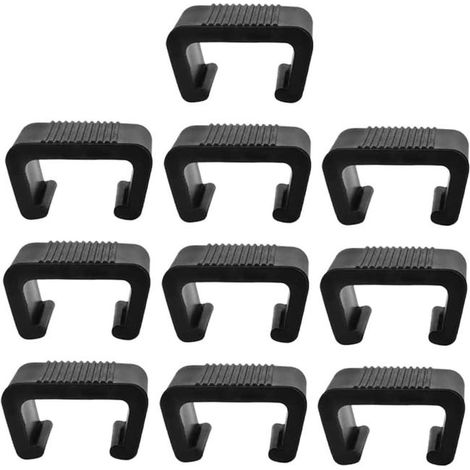 Clip per mobili da giardino, clip per gambe di mobili, connettori per divani, 6 x 3,2 x 3,5 cm, 10 pezzi (nero) (1/5)