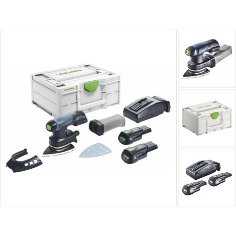 Festool – Ponceuse orbitale hybride DTSC 400 18V – 2 batteries 3,0Ah – Moteur EC-TEC sans charbons – Aspirateur Bluetooth® – 577508