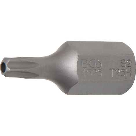 Punta  longitud 30 mm  entrada 10 mm (3/8")  perfil en T (para Torx) con perforación T25 (1/2)