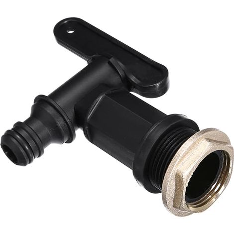 Robinet de réservoir 3/4 - Raccord de tuyau d'arrosage en plastique, robinet de remplacement pour seaux de jardin, brasseurs et réservoirs maison - Étanche et durable (1/5)