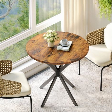 Mesa redonda de aglomerado y hierro 80 x 80 x 75 cm marron/negro para 2 personas (1/5)