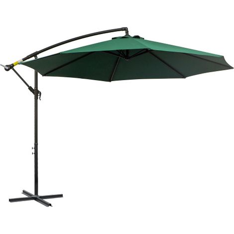 Ampelschirm mit Kurbel, Sonnenschirm aus Stahlgestell & Polyestergewebe, grün, Ø2,95x2,45m, ideal für Garten & Terrasse 
On-Site
