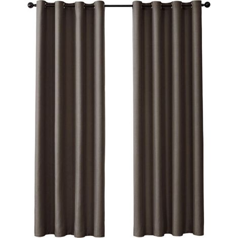Rideau Occultant Thermique à Oeillets - 1 Pièce 132x160cm - Décoration Fenêtre pour Salon et Chambre - Café