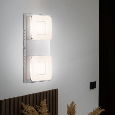 Wandleuchte LED Wandlampe Treppenhausleuchte satiniert Flurlampe 2 flammig Wohnzimmerlampe, 2x 18W 2x 540lm warmweiß, BxH 18x43 cm