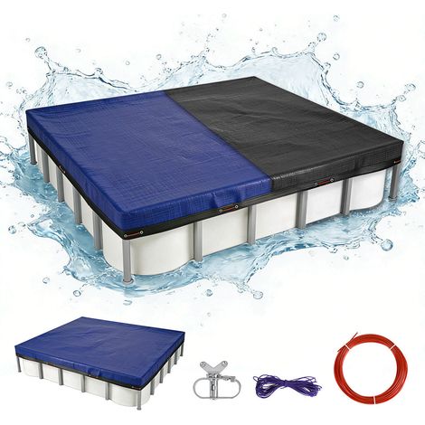 Randaco Poolabdeckung rechteckig 210x304cm für 200x300cm Pool, wasserdichte Schutzplane