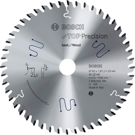 Bosch 165x20x48T Top Precision Circular Saw Blade for Wood 2608642384 (1/5)