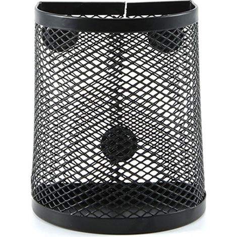 Porte-crayons/porte-stylos en métal bleu à 2 compartiments en forme de demi-cercle (1/5)