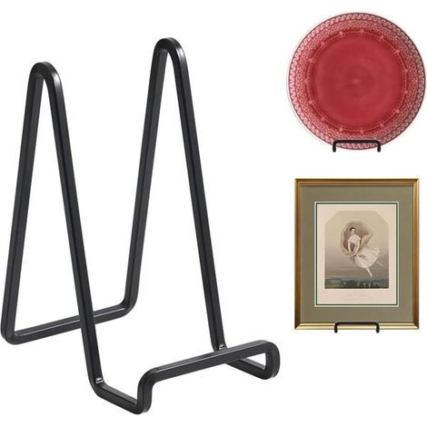 Chevalet Support Presentoir Porte Assiette - 6 Pouces Metal Support Assiette Decorative - Support Cadre Photo de Table - Présentoir de Fer pour Plaque Livre Cuisine Carte Postale Art - Noir (1/4)