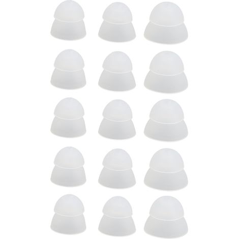 15pcs embouts silicone pour amplificateur auditif 2 couches détachables, accessoires taille S M L, blanc transparent (1/5)