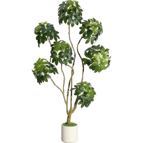 Albero Schefflera artificiale, design realistico, senza necessità di manutenzione, verde, 150 cm (1/2)