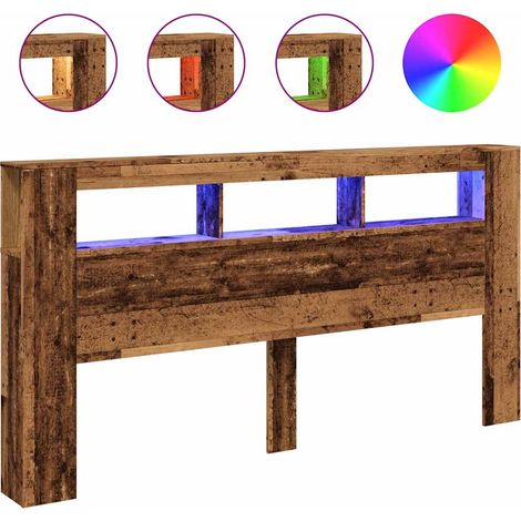 Maison Exclusive - Cabecero con LED madera ingeniería envejecida
