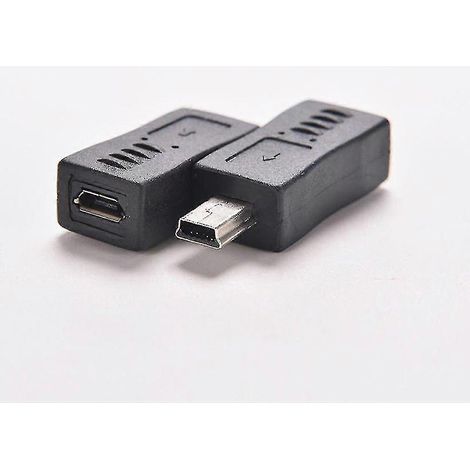 Lot de 2 adaptateurs micro USB femelle vers mini USB mâle noirs (livraison directe) (1/5)