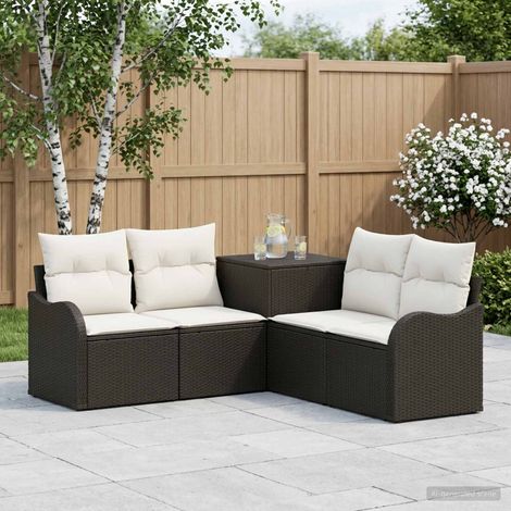 Set di divani 5 pz Nero e Bianco Crema vidaXL (1/5)