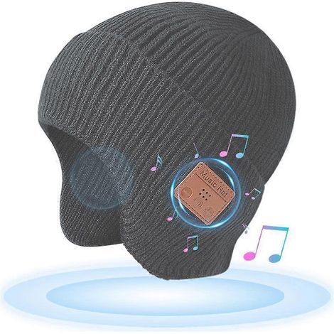 Warme Unisex-Bluetooth-Wintermütze mit Ohrenklappen, kabellosen Kopfhörern, eingebautem Stereolautsprecher und Mikrofon, ideal zum Skifahren und Wandern. (1/3)