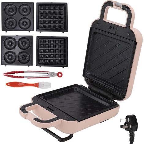 Appareil à sandwichs pour petit-déjeuner, gaufrier multifonction, machine à beignets domestique avec plaques de cuisson pour femme au foyer, 220V AU (1/5)