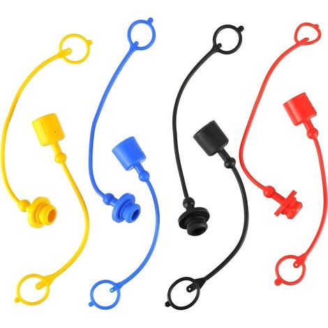 4 paires de bouchons anti-poussière pour tuyaux hydrauliques en caoutchouc Raccord hydraulique ISO-A 1/2, bouchon anti-poussière mâle et couvercle de prise femelle (1/5)