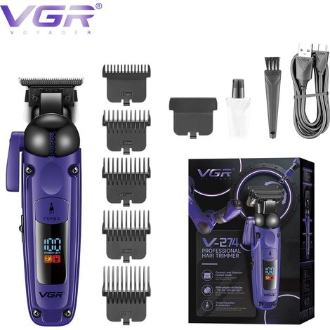 (Violet) Tondeuse à cheveux électrique avec affichage numérique et fonction d'accélération. (1/5)