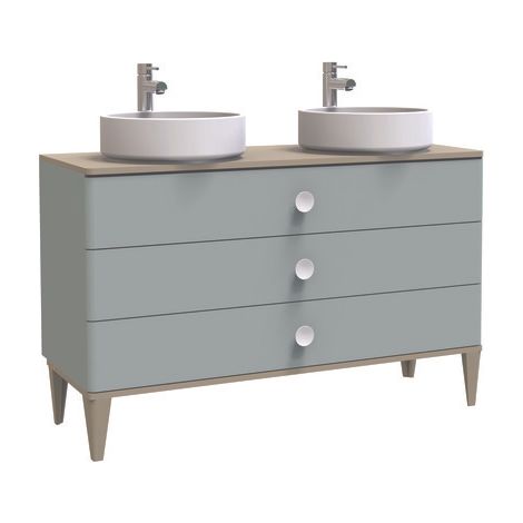 ONDEE ZEN - Meuble de salle de bain à poser NEMOO plan à poser - L120cm - Vert d'eau - Laqué (1/6)