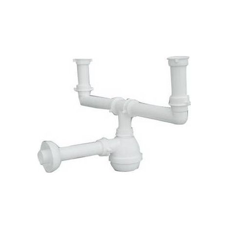 SIFONE TIPO "M" PER LAVELLI INOX A 2 VIE SENZA PILETTA (MARCHIO LIRA) Misura: 1"1/2