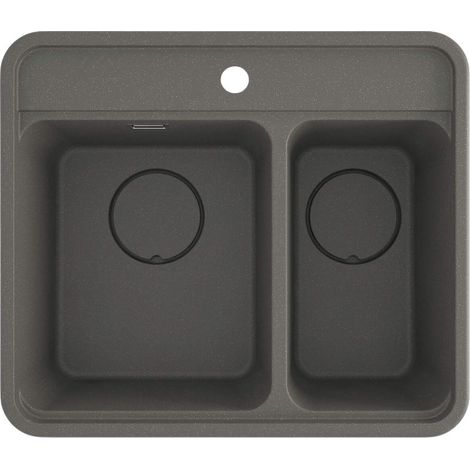 Lavello cucina da incasso in granito con 2 vasche 60x52 cm antracite metallizzato - Mira