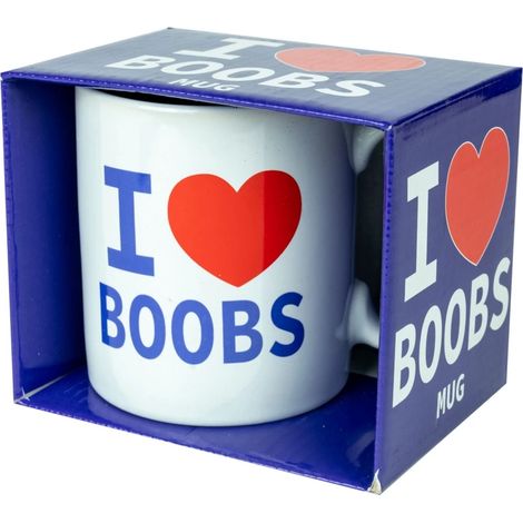 Happy Jackson „I Love Boobs“ Keramikbecher 400ml Weiß Geschenk (1/3)