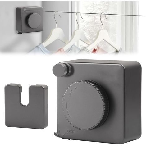 1 Corde à Linge Rétractable, 4,8m Acier Inoxydable, Design Anti-Affaissement, ABS et Aluminium, Intérieur et Extérieur