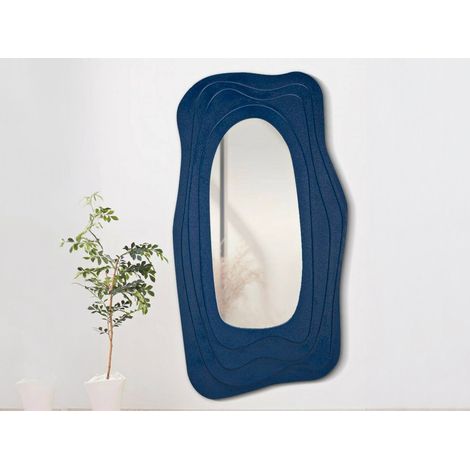 Dmora - Spiegel Pregola, Spiegel mit Rahmen, Wanddekorationsartikel, Spiegeldekoration, 90x4 h165 cm, Blau (1/5)