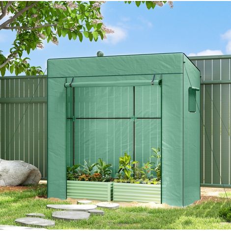 Invernadero tomates 196 x 77 x 197 cm con puerta enrollable y ventanas mosquitera verde DESVIAE (1/5)