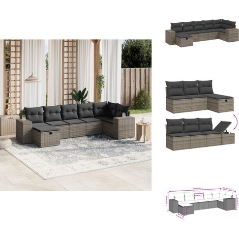 Salon de jardin avec coussins 7 pcs gris résine tressée - Ensemble Salon De Jardin - Meubles De Jardin - Salon Extérieur - Mobilier De Jardin Design - Chaise Longue (1/4)