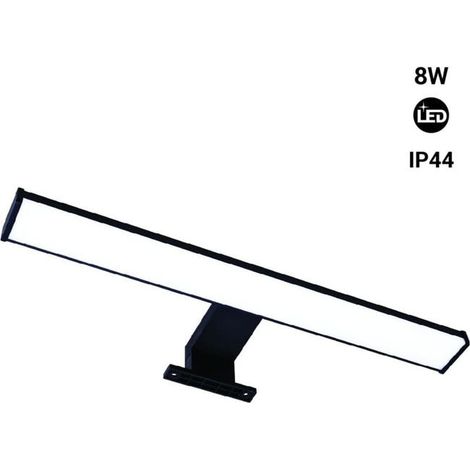 Lampe miroir salle de bain LED 8W, lumière blanche neutre, finition noire, éclairage mural pour coiffeuse, pack de 1, design moderne, étanche, idéale pour vanity et lavabo (1/4)