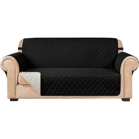 Funda de sofá reversible - funda para muebles apta para mascotas con banda elástica, impermeable (Negro) (1/5)