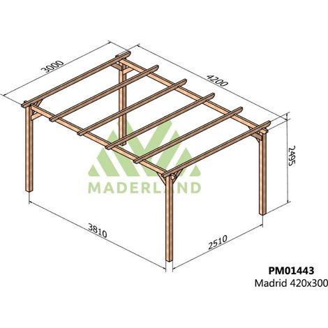 Pérgola de Madera Maciza Madrid (Maderland) - Gardeneas - 420 x 300 cm