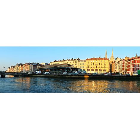 Tableau sur toile quai Bayonne 45x135 cm - Impression sur Toile Murale Décorative - Image imprimée en HD sur Toile - Toile sur Châssis en Bois FSC - Fabriqué en France (1/4)