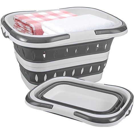 50 x 38,6 x 29 cm Panier à linge pliable en plastique de 50 l avec poignées pliantes, panier portable peu encombrant, panier de rangement pour buanderie (1/5)