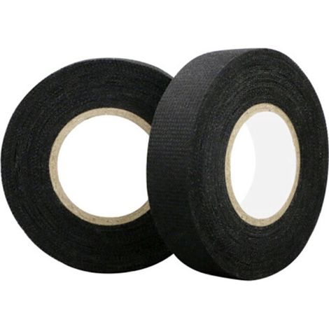 Ruban Adhésif En Tissu - 19 mm x 15 m - Noir - Résistant Chaleur Humidité - Pour Isolation Acoustique Et Protection Câbles - Lot De 4 (1/4)