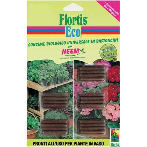 BASTONCINI CONCIMANTI UNIVERSALE CON NEEM 50GR FLORTIS PIANTE FIORI (1/4)