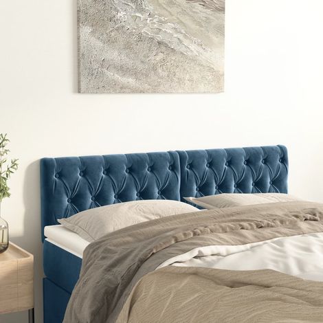 Cabeceros terciopelo azul oscuro 160x7x78/88 cm vidaXL (1/5)