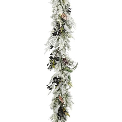 Guirlande de Noël Artificielle Vert Effet Givré avec Pommes de Pin et Baies 180 cm - PANGIVO (1/4)