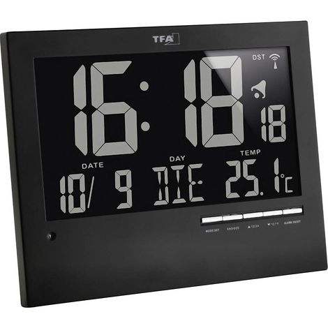 TFA Dostmann 60.4508 Radiocontrollato Orologio da parete 185 mm x 230 mm x 31 mm Nero (1/5)