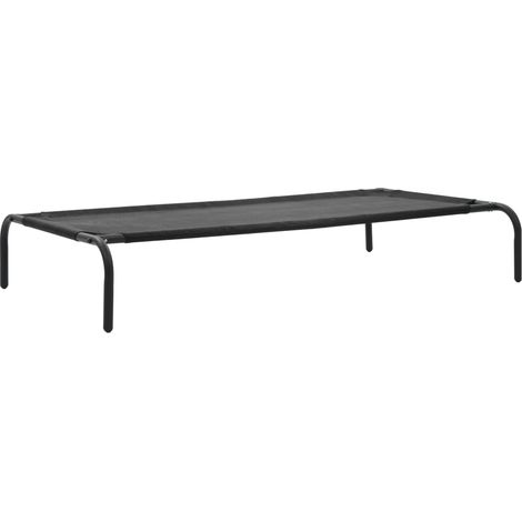 Lit surélevé pour chiens L textilène paniers corbeille pour chiens 110 x 65 x 20 cm noir (1/5)