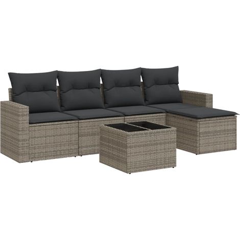 Maison Exclusive - 6-tlg. Garten-Sofagarnitur mit Kissen Grau Pol